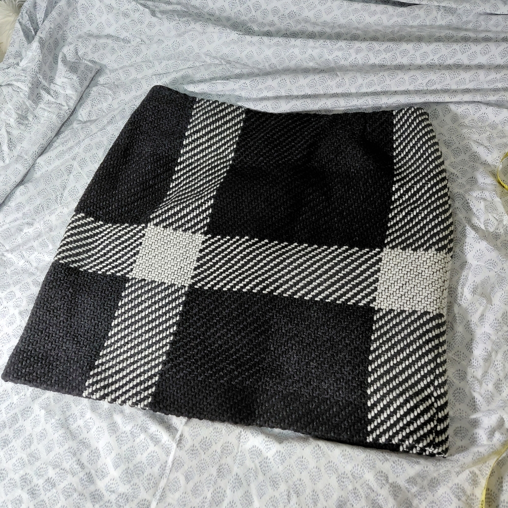 Akris Black and White Checked Knit Mini Skirt